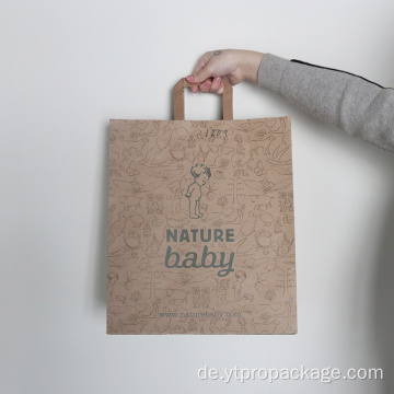 Kundenspezifischer Griff Brown Kraft Paper Bags Printing Logo